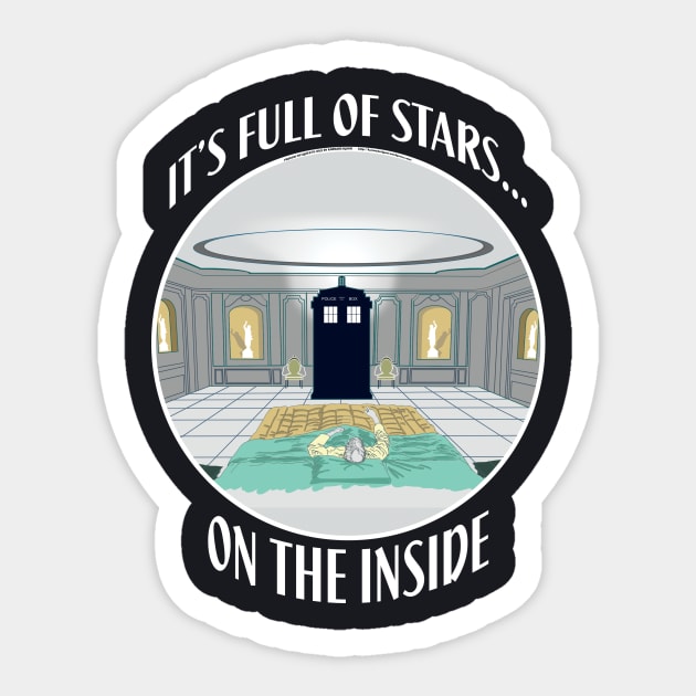 IT'S FULL OF STARS ON THE INSIDE A DOCTOR WHO / 2001 A SPACE ODISSEY Sticker by KARMADESIGNER T-SHIRT SHOP